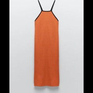 Zara Geometric/Jacquard Orange Dress size M-L